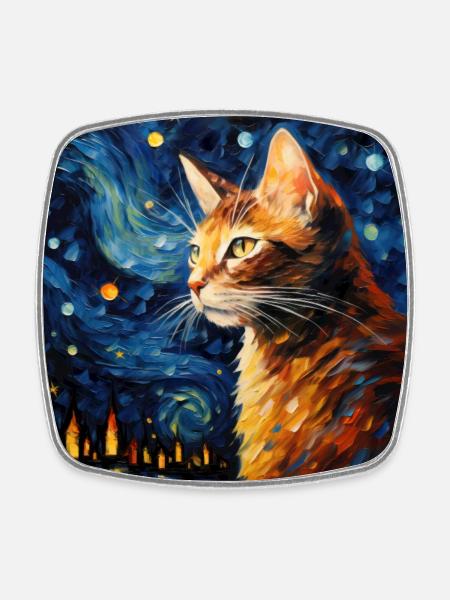 Katze, katzenmotiv - Viereckiger Kühlschrankmagnet - Weiß