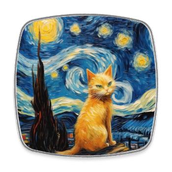 Cat, Cat Motif - Square fridge magnet - white - Front
