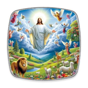 Jesus kommt wieder - Viereckiger Kühlschrankmagnet - Weiß - Vorne