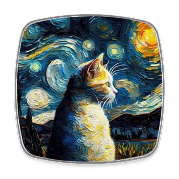 Cat, Cat Motif - Square fridge magnet - white - Front