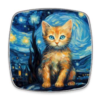 Cat, Cat Motif - Square fridge magnet - white - Front