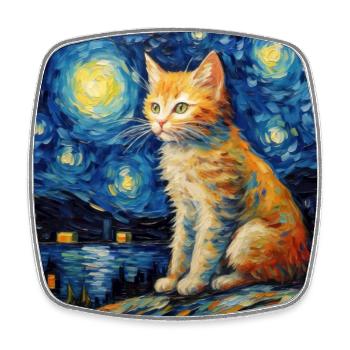 Cat, Cat Motif - Square fridge magnet - white - Front
