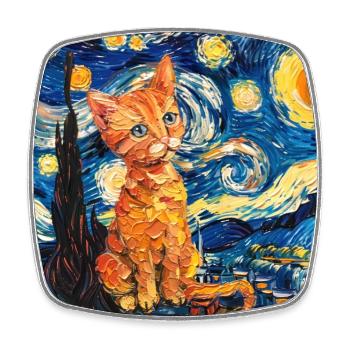 Cat, Cat Motif - Square fridge magnet - white - Front