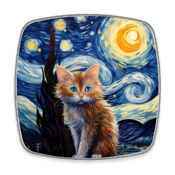 Cat, Cat Motif - Square fridge magnet - white - Front