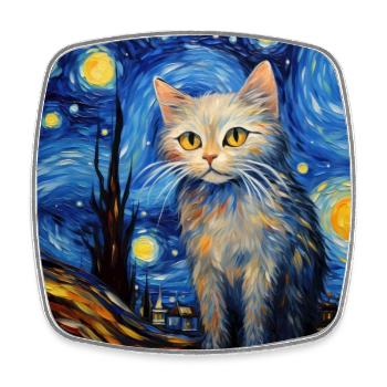 Cat, Cat Motif - Square fridge magnet - white - Front