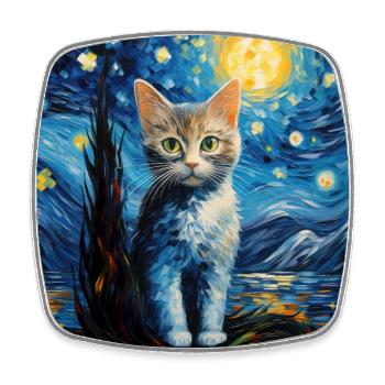 Cat, Cat Motif - Square fridge magnet - white - Front