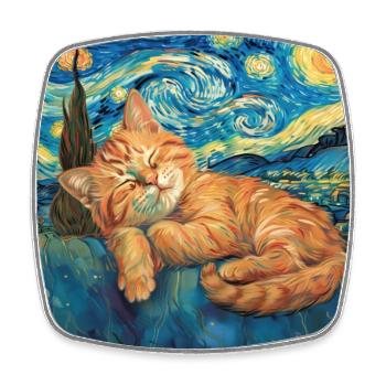 Chat, motif chat, cadeau - Magnet carré - blanc - Devant
