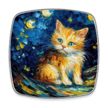 Chat, motif chat, cadeau - Magnet carré - blanc - Devant