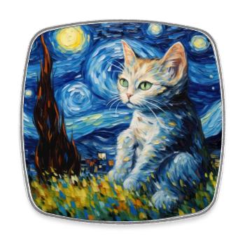 Chat, motif chat, cadeau - Magnet carré - blanc - Devant
