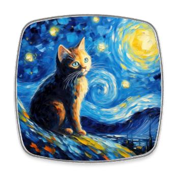 Chat, motif chat, cadeau - Magnet carré - blanc - Devant