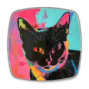 Chat, motif chat, pop art, cadeau, idée cadeau - Magnet carré - blanc - Devant