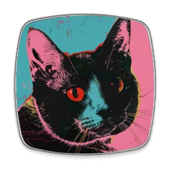 Chat, motif chat, pop art, cadeau, idée cadeau - Magnet carré - blanc - Devant