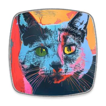 Cat, cat motif, pop art, gift, gift idea - Square fridge magnet - white - Front