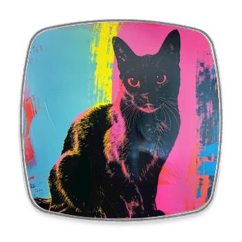 Chat, motif chat, pop art, cadeau, idée cadeau - Magnet carré - blanc - Devant