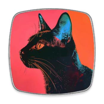 Katze, katzenmotiv, popart, geschenk, geschenkidee - Viereckiger Kühlschrankmagnet - Weiß - Vorne