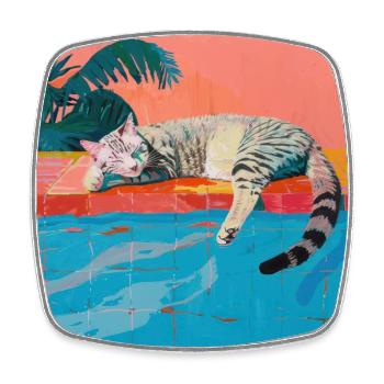 Cat, cat motif, pop art, gift, gift idea - Square fridge magnet - white - Front