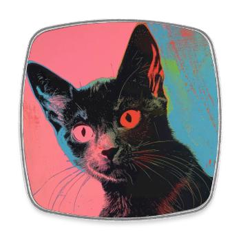 Katze, katzenmotiv, popart, geschenk, geschenkidee - Viereckiger Kühlschrankmagnet - Weiß - Vorne