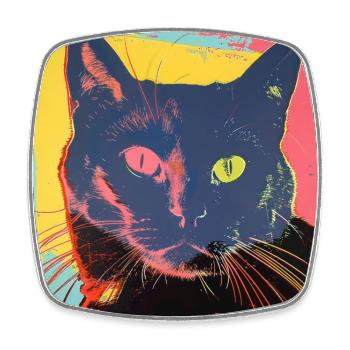 Chat, motif chat, pop art, cadeau, idée cadeau - Magnet carré - blanc - Devant
