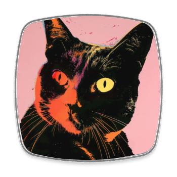 Chat, motif chat, pop art, cadeau, idée cadeau - Magnet carré - blanc - Devant