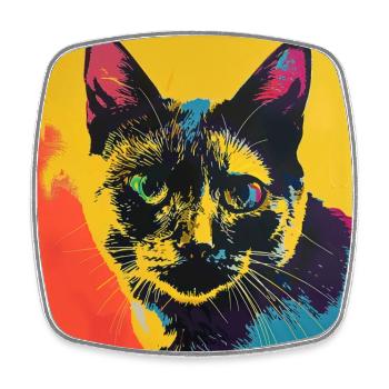 Cat, cat motif, pop art, gift, gift idea - Square fridge magnet - white - Front