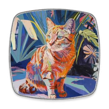 Cat, cat motif, pop art, gift, gift idea - Square fridge magnet - white - Front