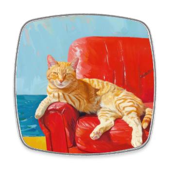 Chat, motif chat, pop art, cadeau, idée cadeau - Magnet carré - blanc - Devant