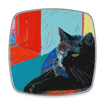Cat, cat motif, pop art, gift, gift idea - Square fridge magnet - white - Front