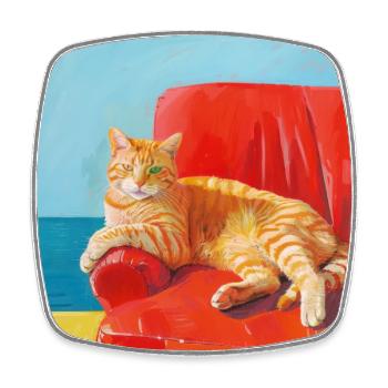 Chat, motif chat, pop art, cadeau, idée cadeau - Magnet carré - blanc - Devant