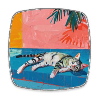 Katze, katzenmotiv, popart, geschenk, geschenkidee - Viereckiger Kühlschrankmagnet - Weiß - Vorne