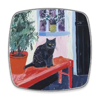 Chat, motif chat, pop art, cadeau, idée cadeau - Magnet carré - blanc - Devant