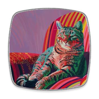 Cat, cat motif, pop art, gift, gift idea - Square fridge magnet - white - Front