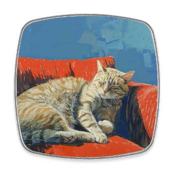 Chat, motif chat, pop art, cadeau, idée cadeau - Magnet carré - blanc - Devant