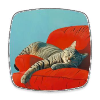 Chat, motif chat, pop art, cadeau, idée cadeau - Magnet carré - blanc - Devant