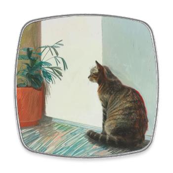 Chat, motif chat, pop art, cadeau, idée cadeau - Magnet carré - blanc - Devant