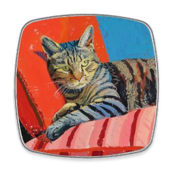 Katze, katzenmotiv, popart, geschenk, geschenkidee - Viereckiger Kühlschrankmagnet - Weiß - Vorne