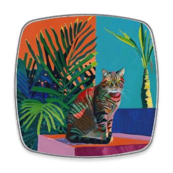 Cat, cat motif, pop art, gift, gift idea - Square fridge magnet - white - Front