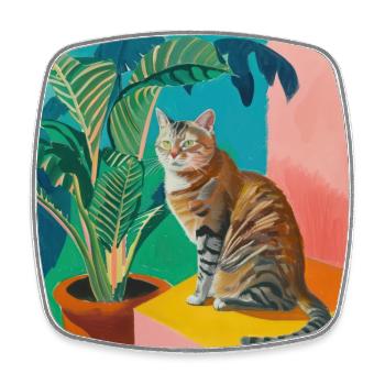 Cat, cat motif, pop art, gift, gift idea - Square fridge magnet - white - Front