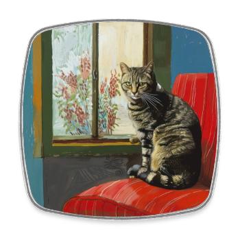 Cat, cat motif, pop art, gift, gift idea - Square fridge magnet - white - Front
