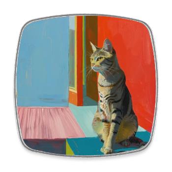 Katze, katzenmotiv, popart, geschenk, geschenkidee - Viereckiger Kühlschrankmagnet - Weiß - Vorne
