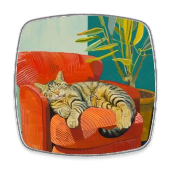 Chat, motif chat, pop art, cadeau, idée cadeau - Magnet carré - blanc - Devant
