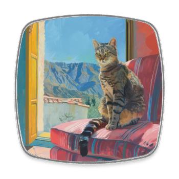 Cat, cat motif, pop art, gift, gift idea - Square fridge magnet - white - Front