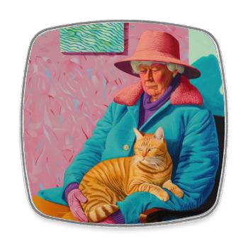 Chat, motif chat, pop art, cadeau, idée cadeau - Magnet carré - blanc - Devant