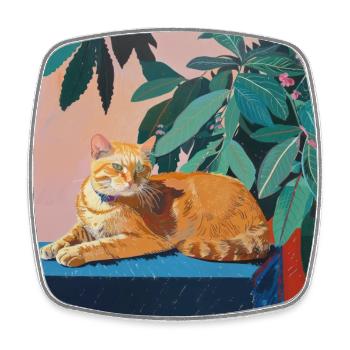 Chat, motif chat, pop art, cadeau, idée cadeau - Magnet carré - blanc - Devant