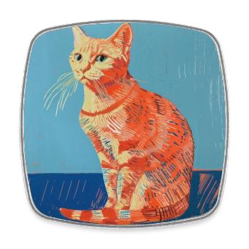 Chat, motif chat, pop art, cadeau, idée cadeau - Magnet carré - blanc - Devant