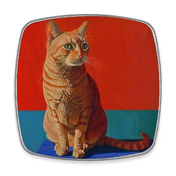 Katze, katzenmotiv, popart, geschenk, geschenkidee - Viereckiger Kühlschrankmagnet - Weiß - Vorne
