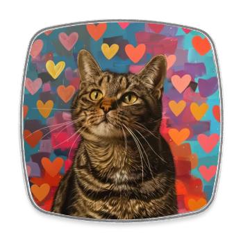Katze, katzenmotiv, popart, geschenk, geschenkidee - Viereckiger Kühlschrankmagnet - Weiß - Vorne