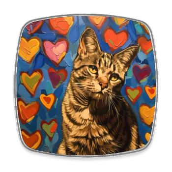 Katze, katzenmotiv, popart, geschenk, geschenkidee - Viereckiger Kühlschrankmagnet - Weiß - Vorne
