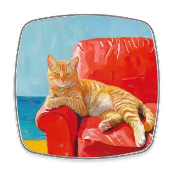 Chat, motif chat, pop art, cadeau, idée cadeau - Magnet carré - blanc - Devant