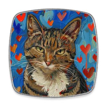 Katze, katzenmotiv, popart, geschenk, geschenkidee - Viereckiger Kühlschrankmagnet - Weiß - Vorne