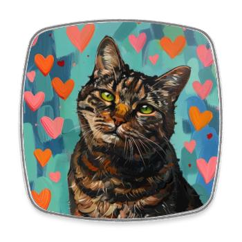 Chat, motif chat, pop art, cadeau, idée cadeau - Magnet carré - blanc - Devant